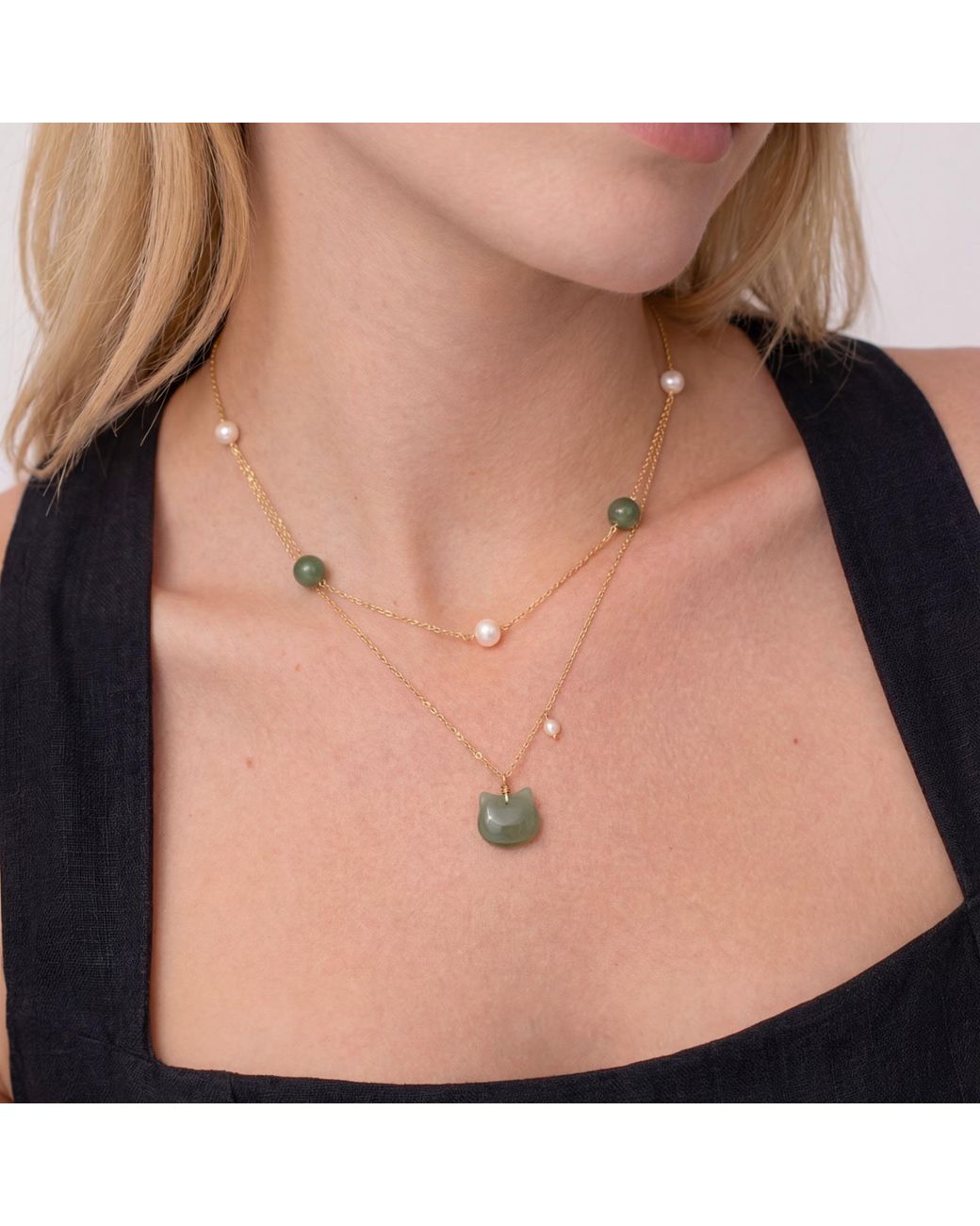 seree Metallic Olivia Jade And Pearl Necklace