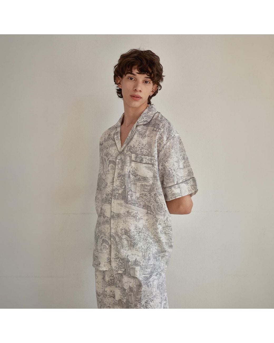 Luna Luz Blue Rebecca Toile Cotton Short-Sleeve Pajama Set for men