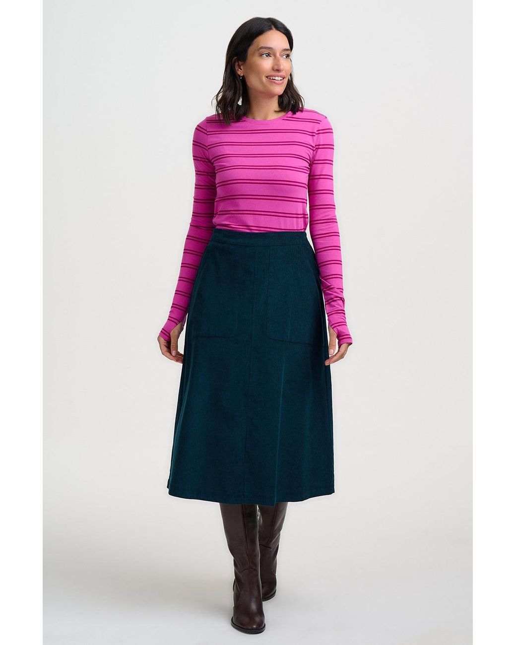 Sugarhill Blue Deirdre Cord Midi Skirt