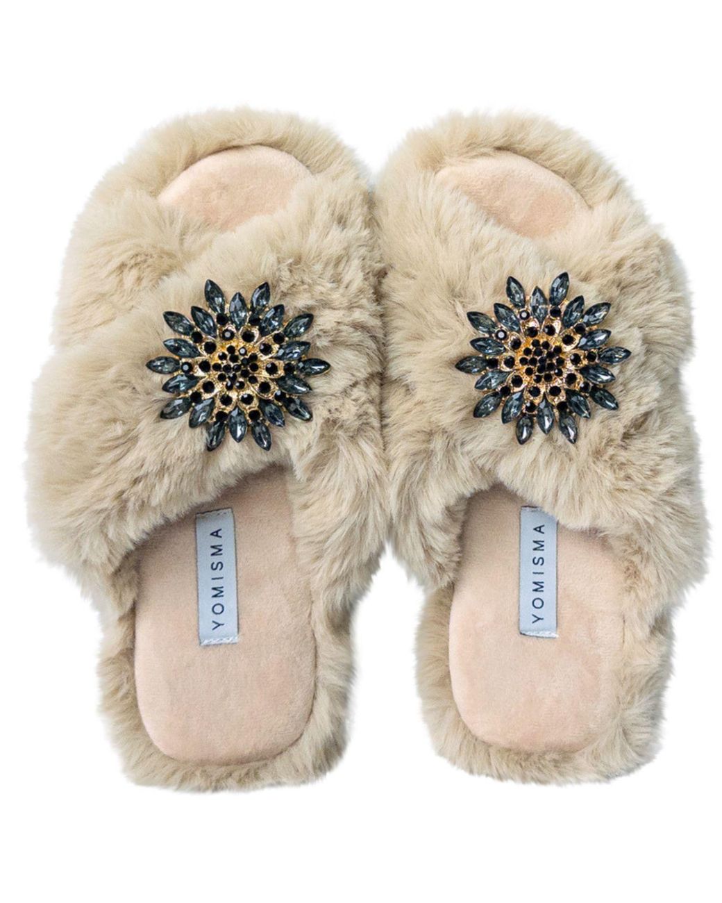 Yomisma Natural Neutrals Faux Fur Slippers