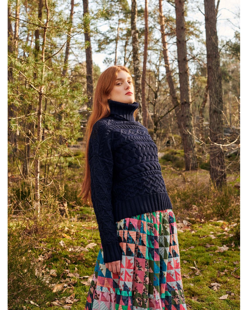 Gigi Knitwear Blue Cable Sweater