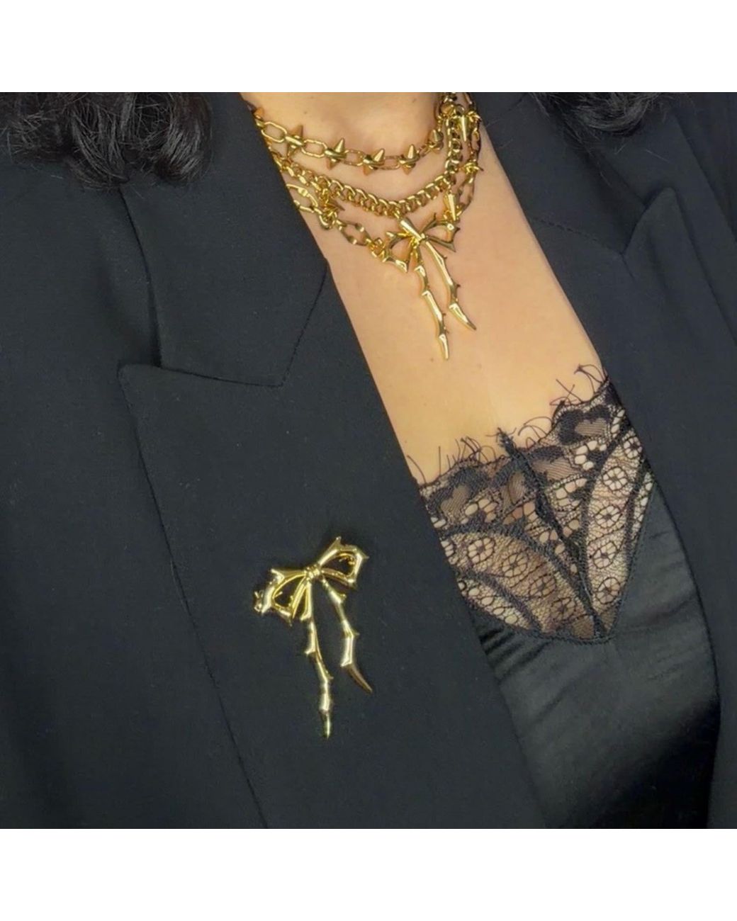 Jagged Halo Jewelry Metallic Carrie Bow Brooch