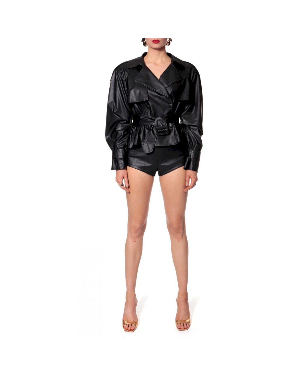 AGGI by HALEWSKI Black Cori Vegan Leather Shorts