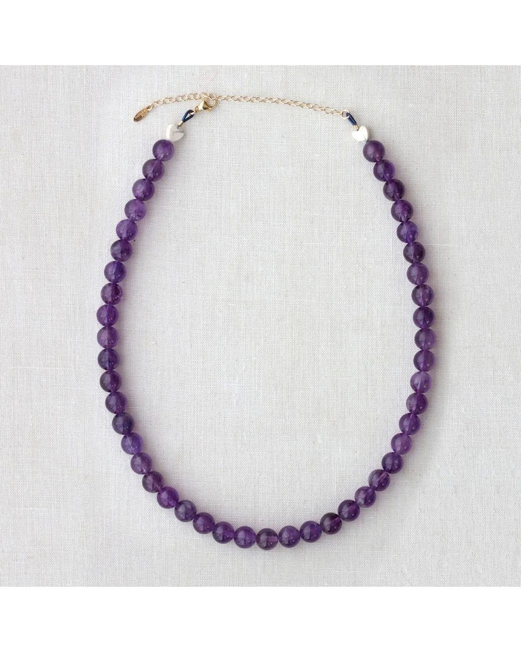Kris Nations Purple Amethyst Gemstone Baller Beaded Necklace