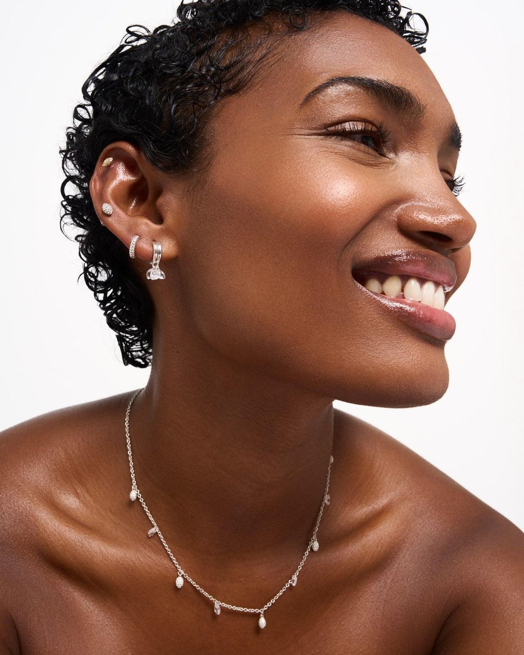 Stone Fruit White Pit Earrings