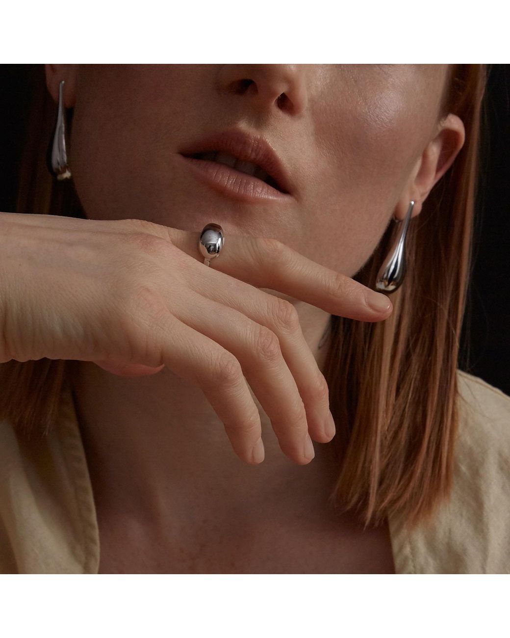 Biko Jewellery White Streamline Ring
