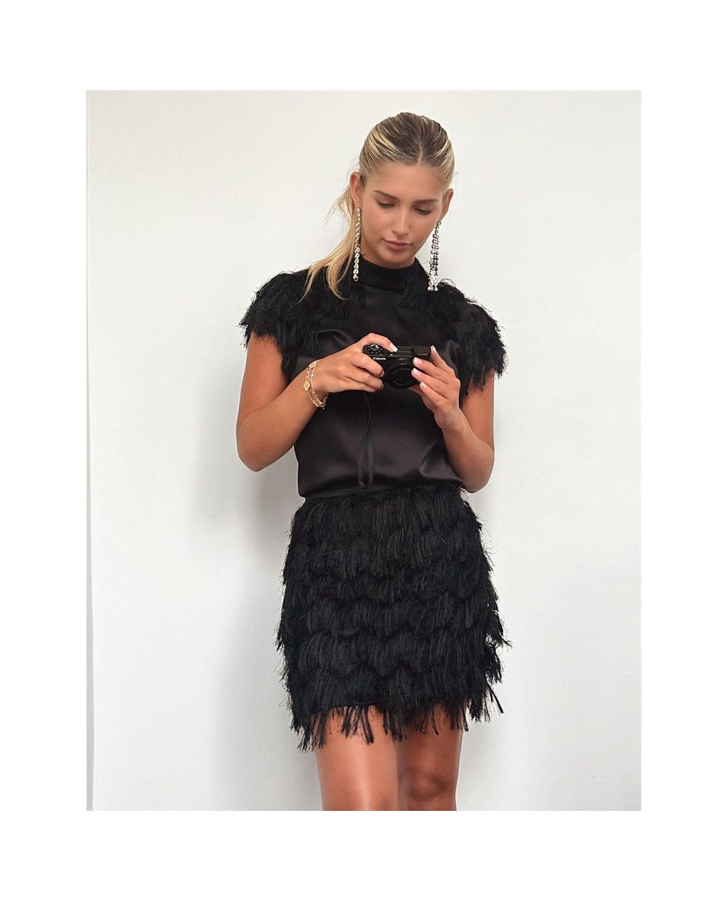 LAHIVE Black Levi Fringe Skirt