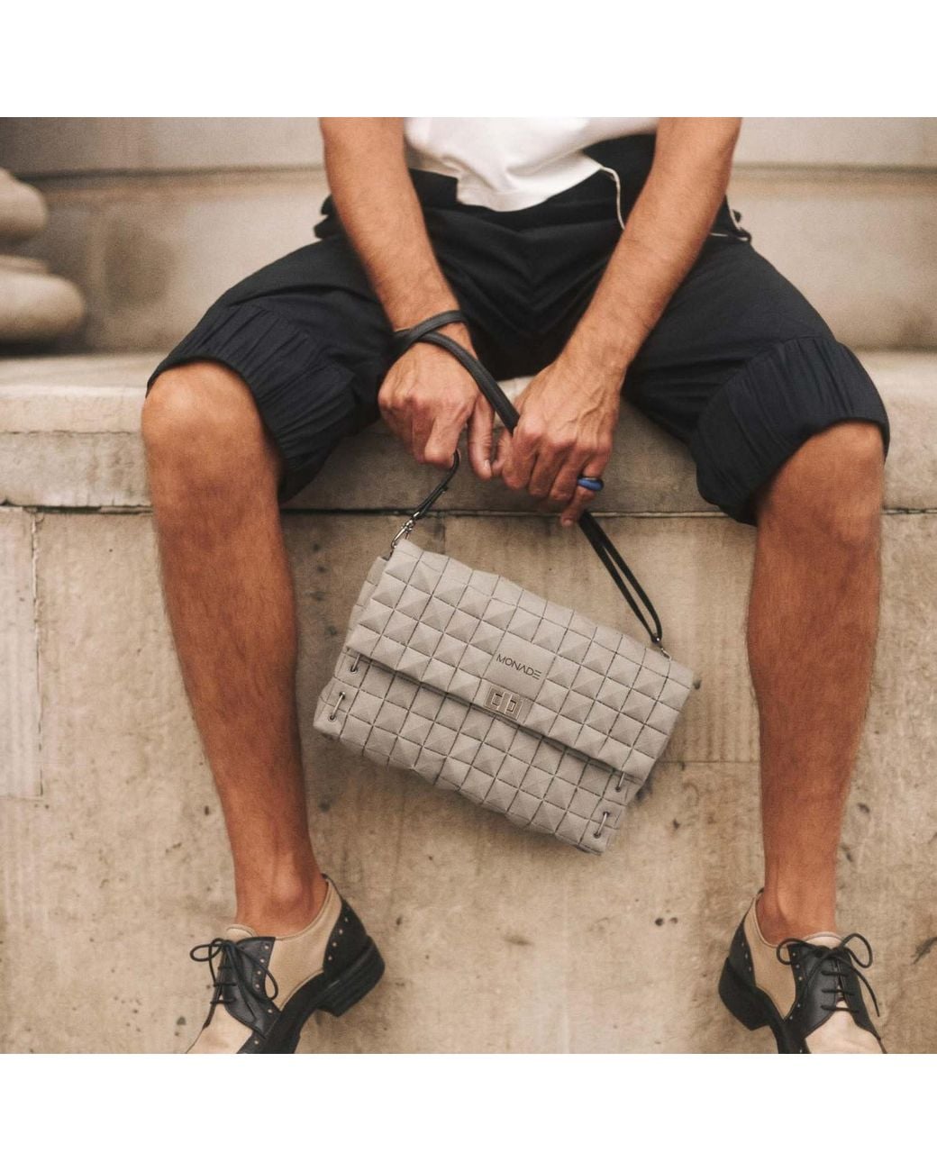 Monade Gray Clutch Bag Matte Stone