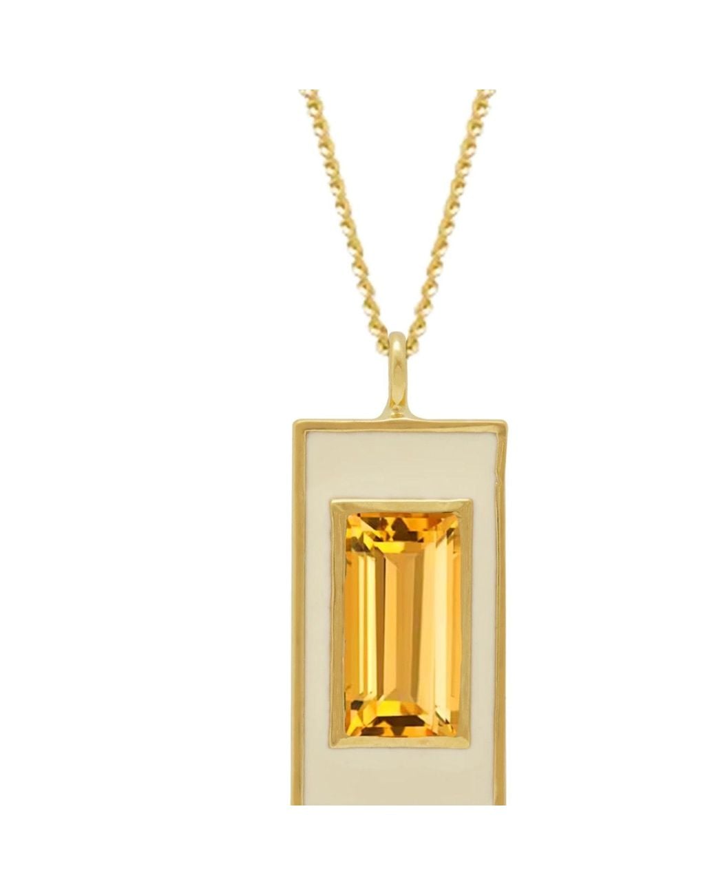 Augustine Jewels Metallic Citrine And Cream Enamel Drop Necklace