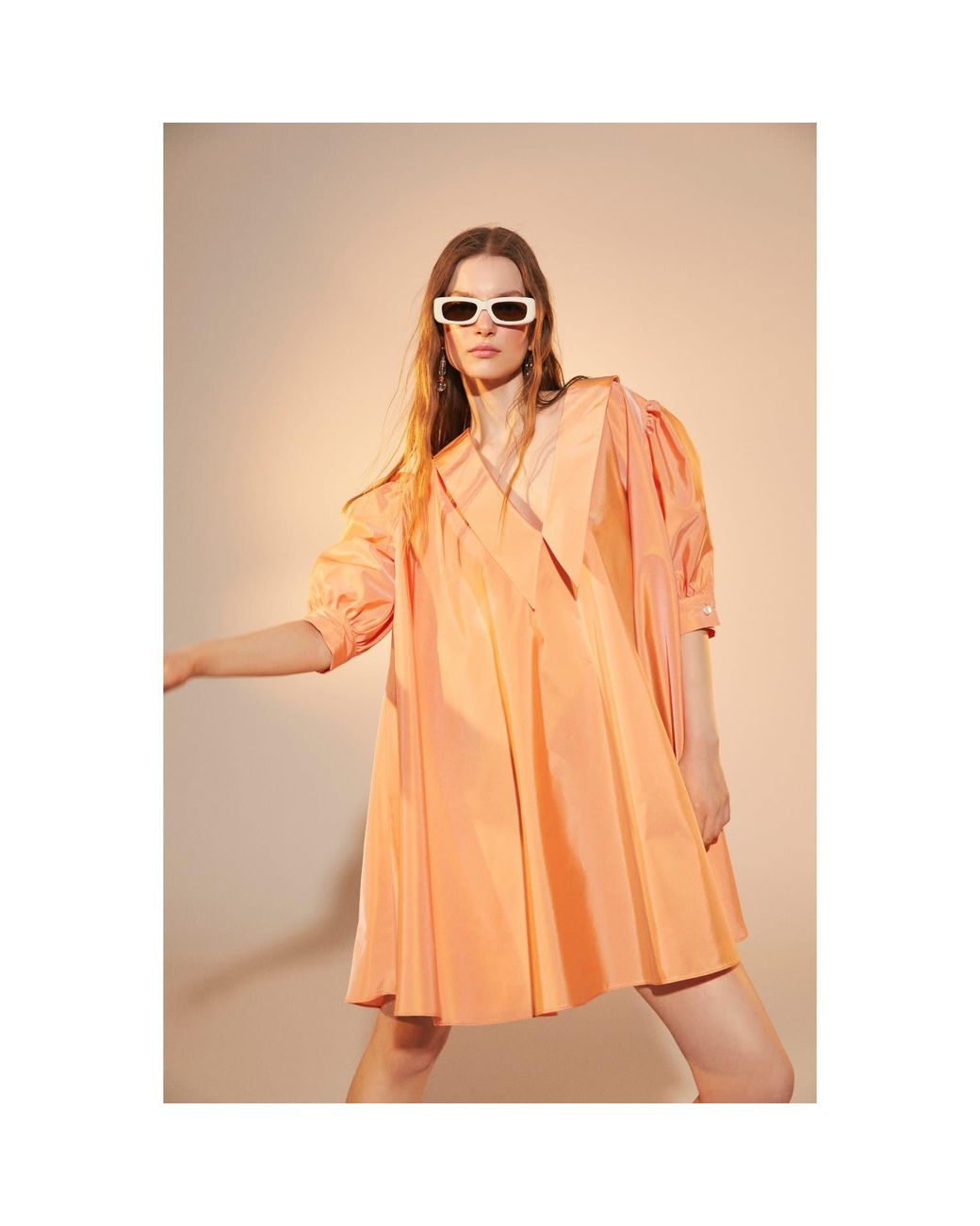 NAZLI CEREN Orange Poppy Ruffled Dress