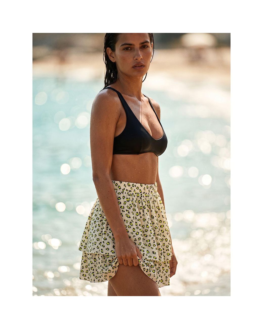 2KStyle Green Amalia Animal Print Layered Viscose Mini Skirt