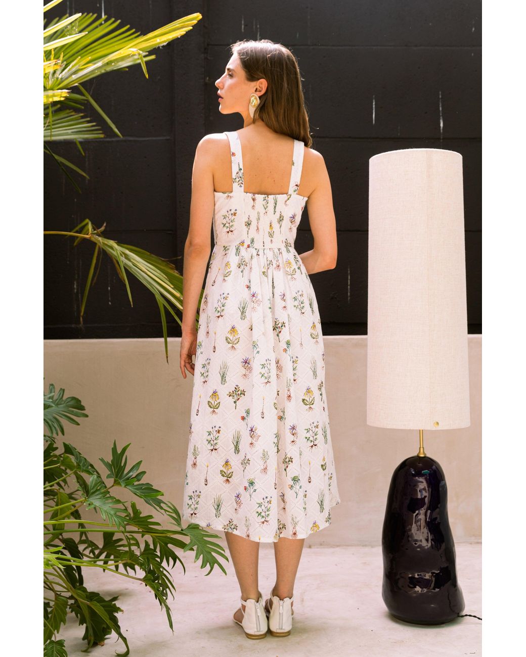 Em & Shi White Healing Herbs Button Down Dress