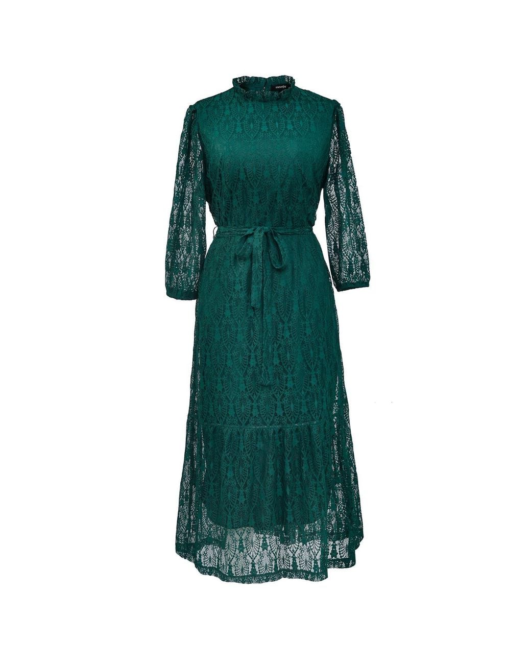 Smart and Joy Green Fit-And-Flare Lace Dress