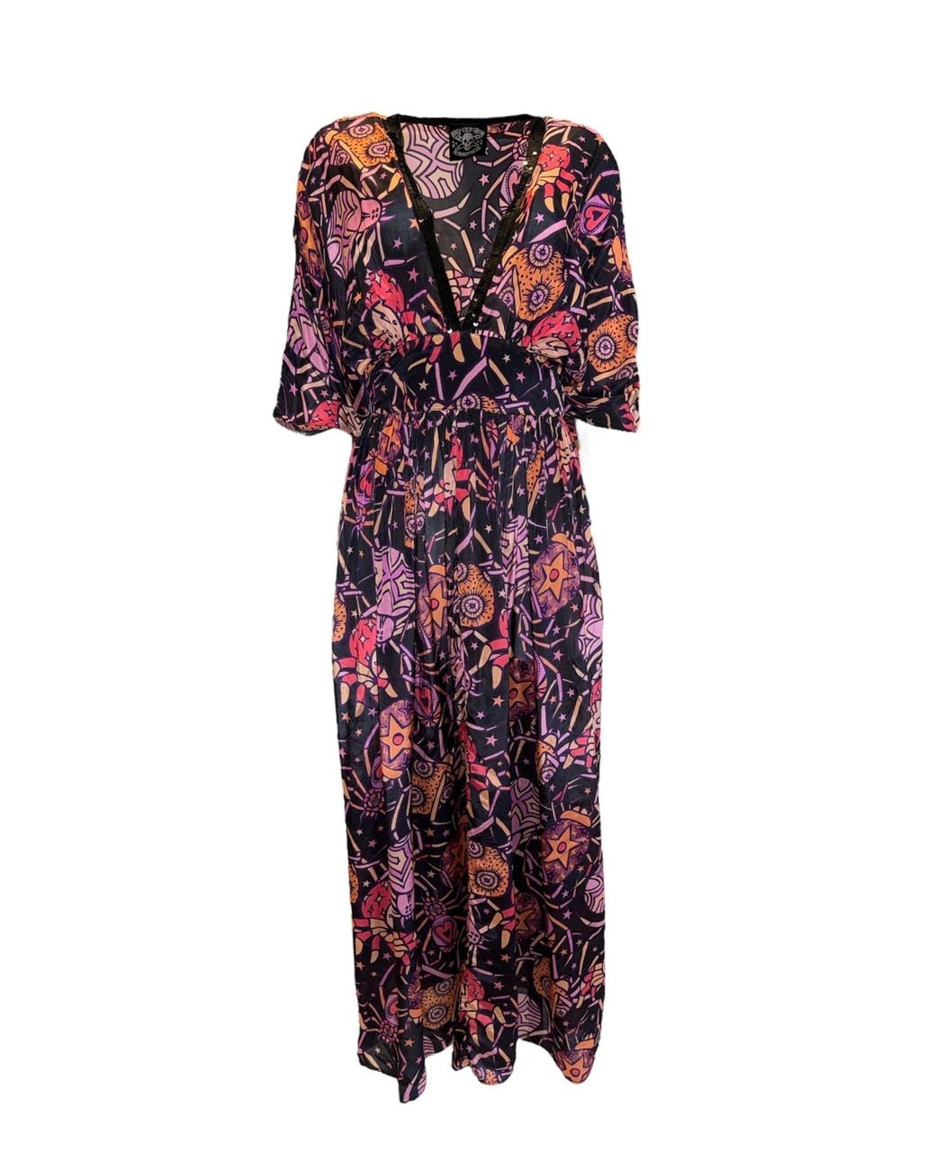 Any Old Iron Purple Spiders From Mars Kaftan Dress