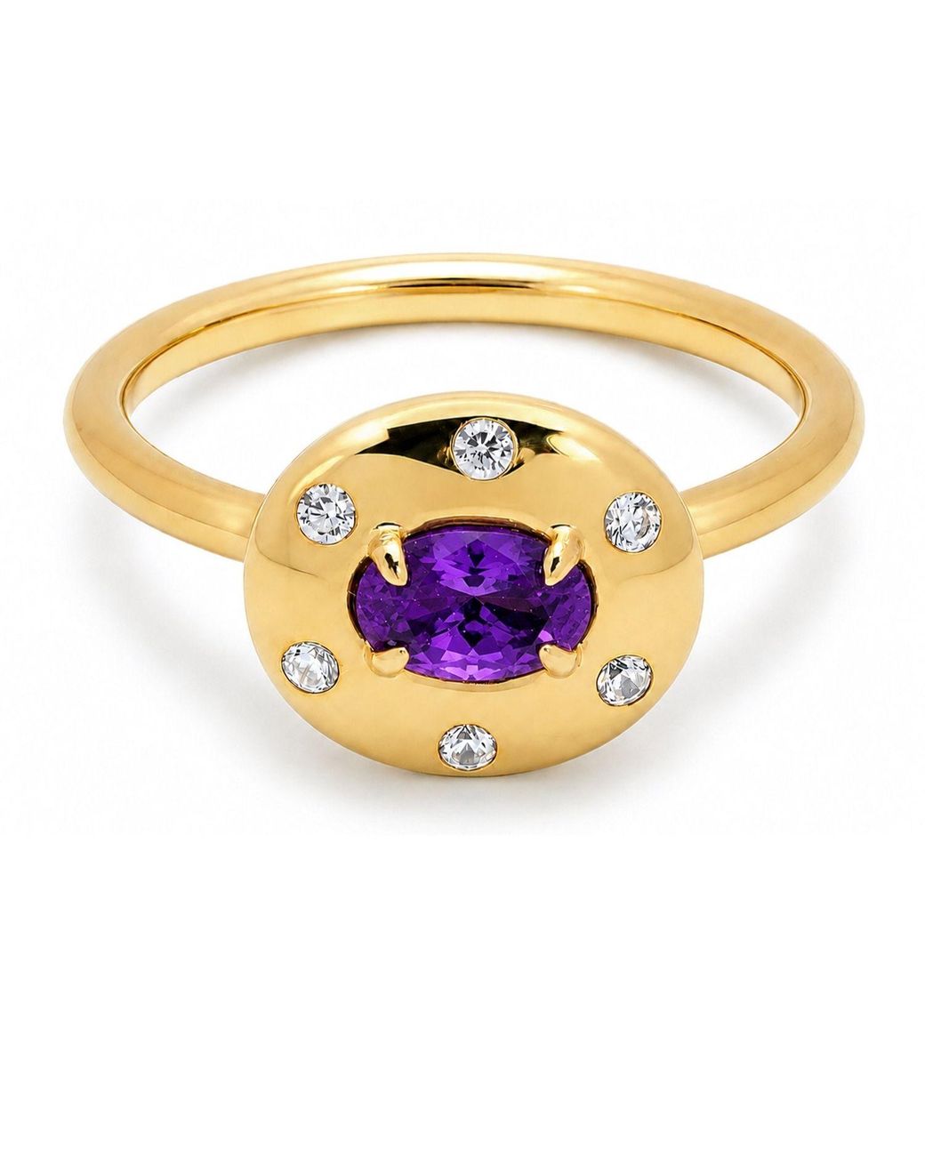 Belinda Jewelz Multicolor Amethyst Oval Birthstone & Accent Stone Ring