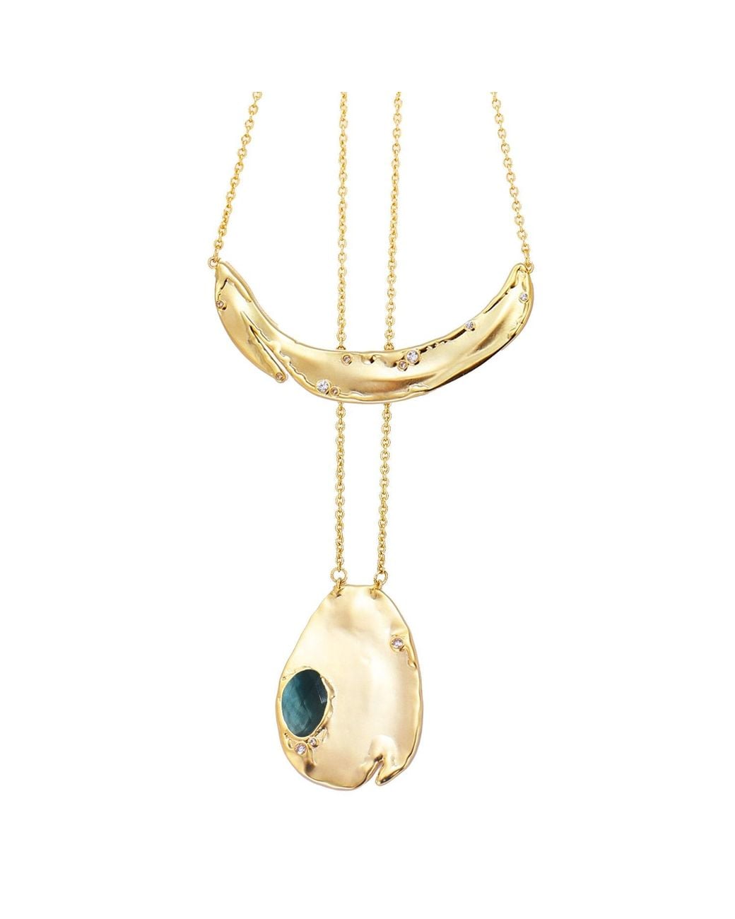 Rare Matters Jewelry Metallic Gemstone Duo Pendant Necklace
