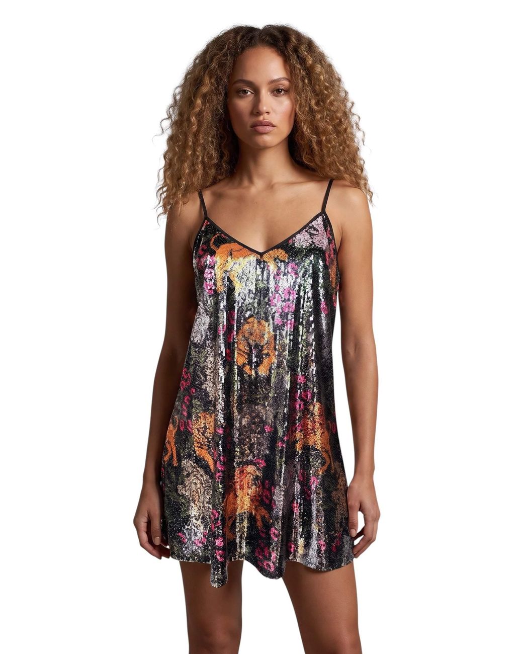 Any Old Iron Multicolor Big Cats Sequin Short Dress