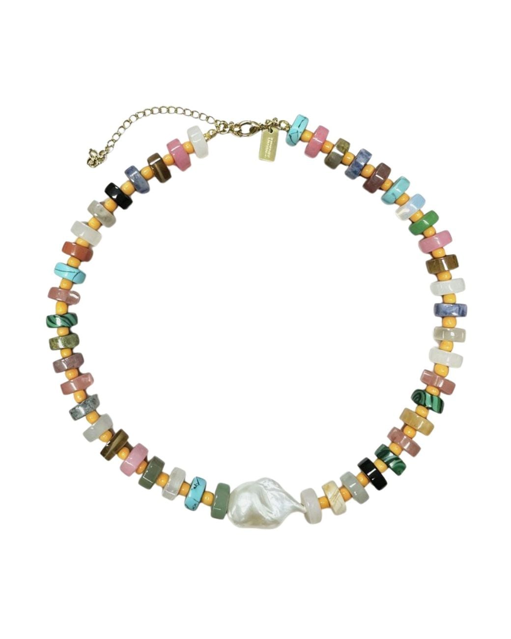 Christina Greene Metallic Happy Go Lucky Baroque Pearl Beaded Necklace