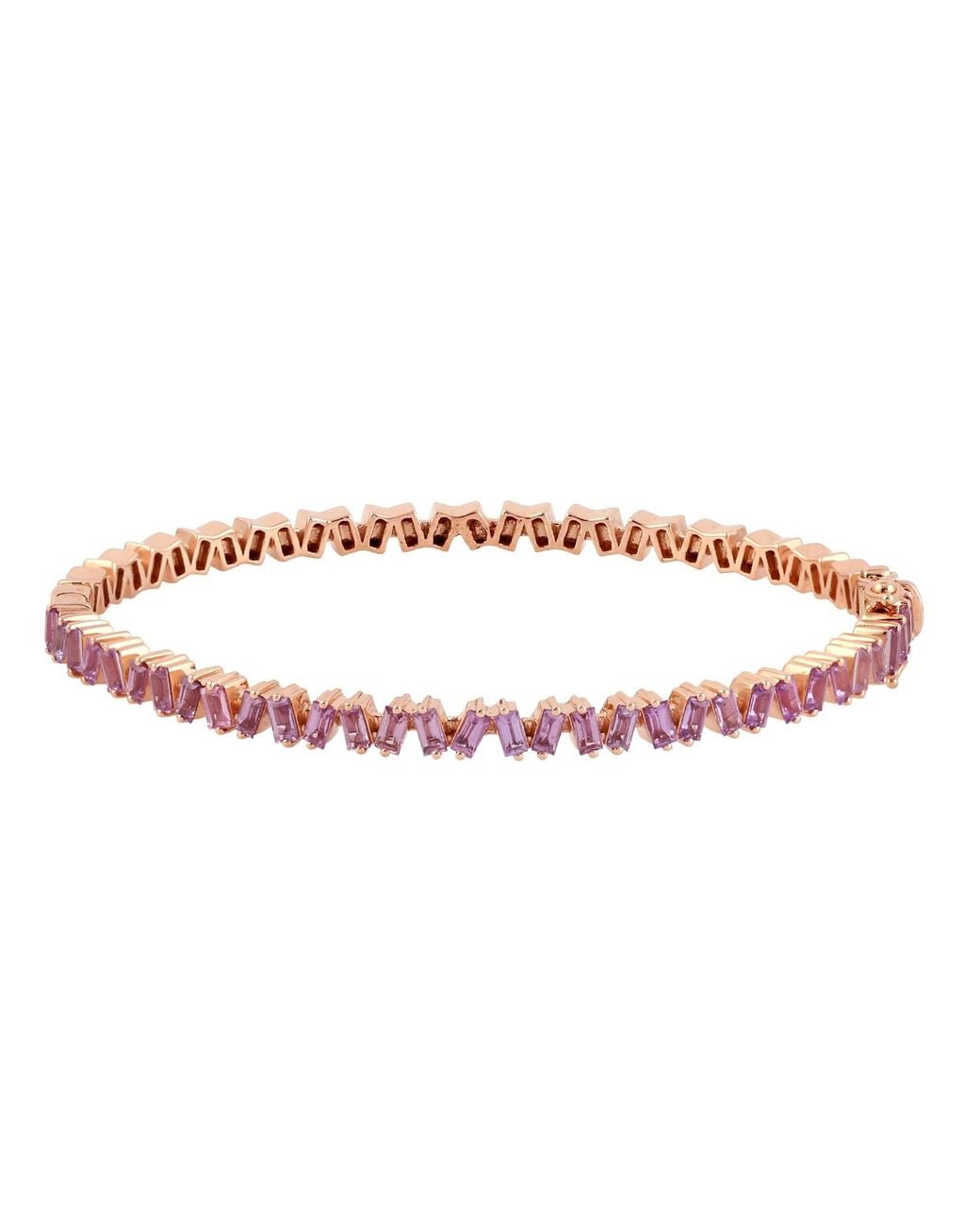Artisan Pink Baguette Cut Sapphire Gemstone Bangle