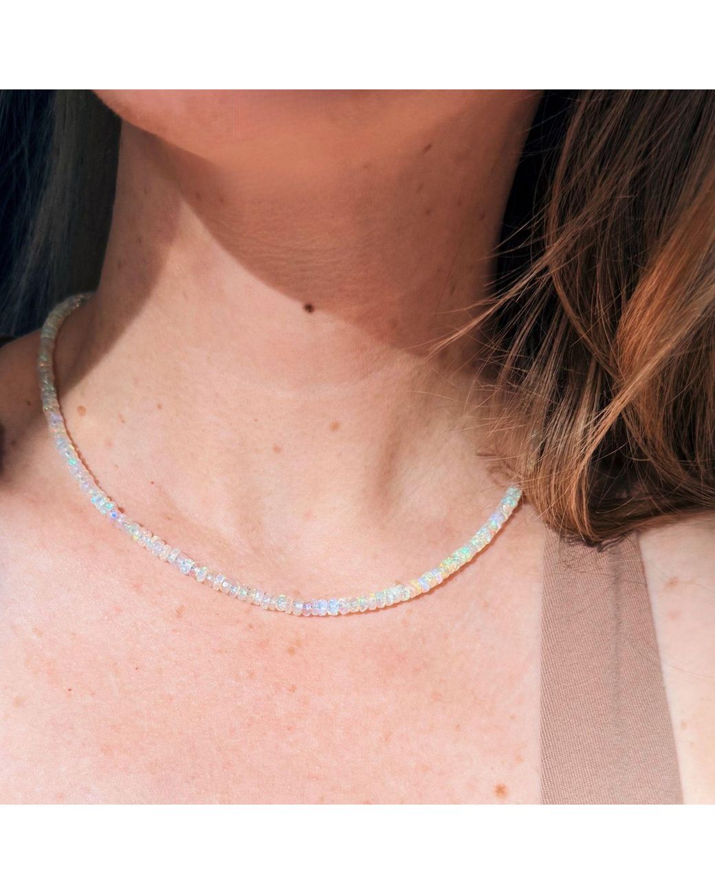 Herself Collections White 14K Genuine Opal Necklace