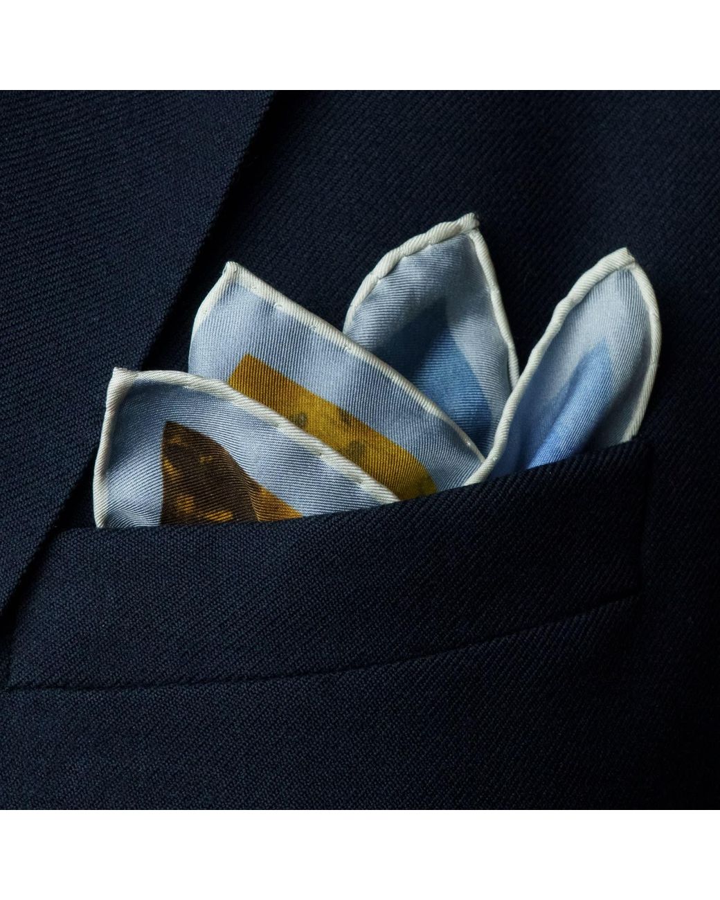 Otway & Orford Blue 'Battle Of Britain' Silk Pocket Square. Full Size for men
