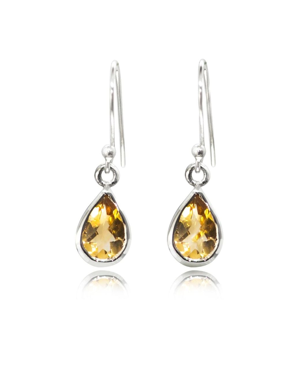 The Jewellery Store London Metallic Faceted Citrine Teardrop Earrings