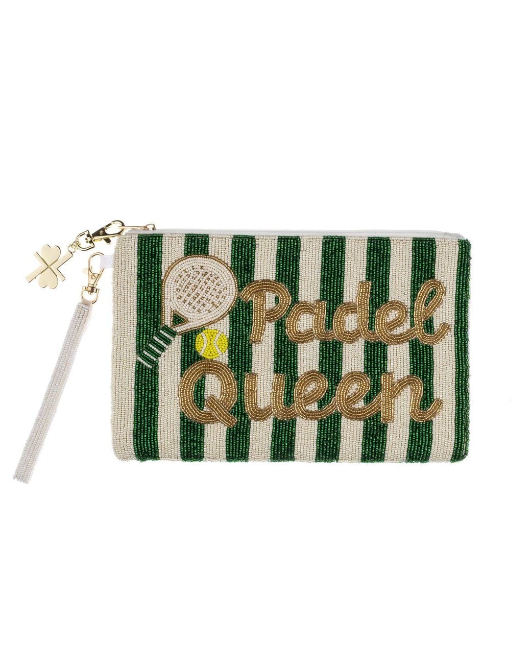 Laines London Green Padel Queen Hand Beaded Pouch