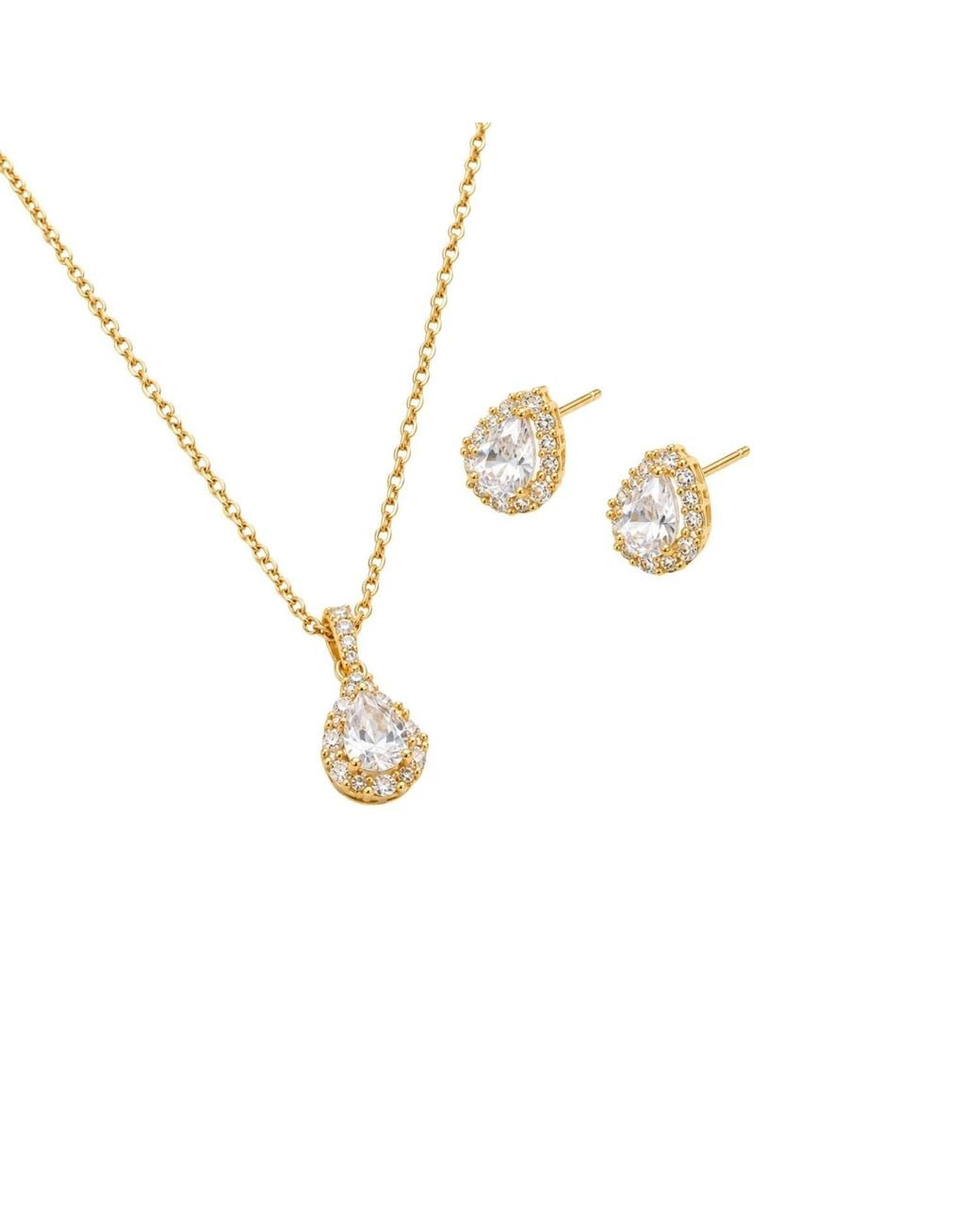 Uchi and Soto Metallic Kin Teardrop Stone Earrings & Necklace Set