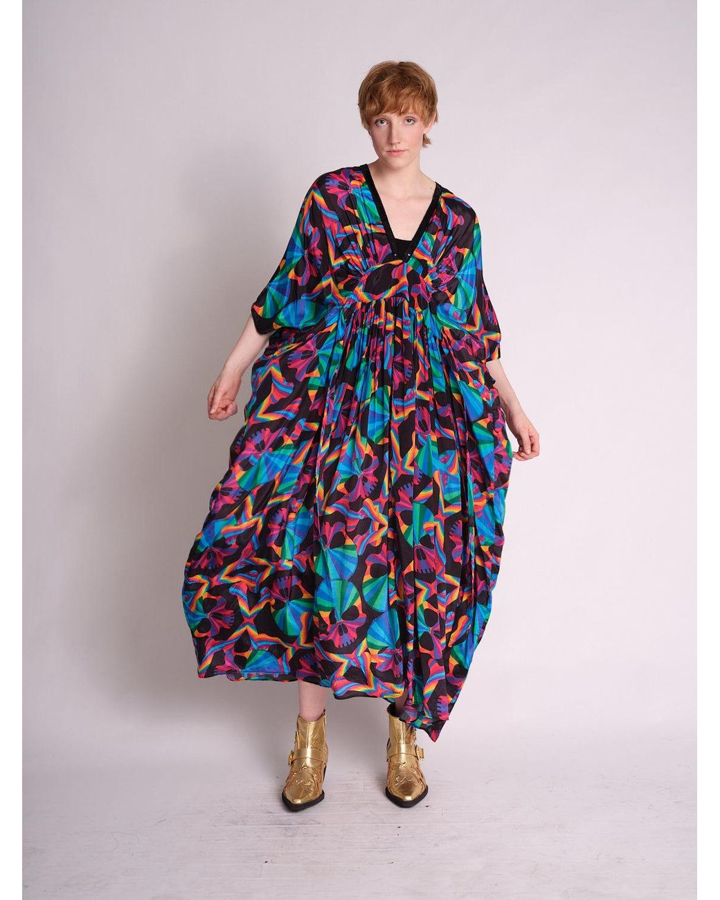 Any Old Iron Blue Skull Kaftan Dress