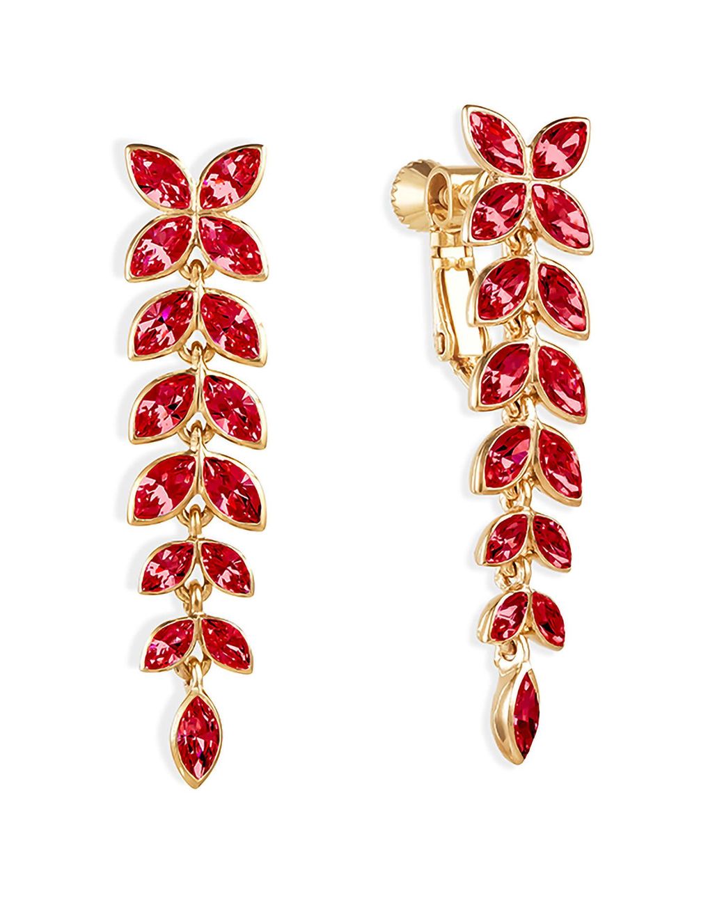 Grosse Red Ruby Crystal Drop Clip On Earrings, Series Cocktail