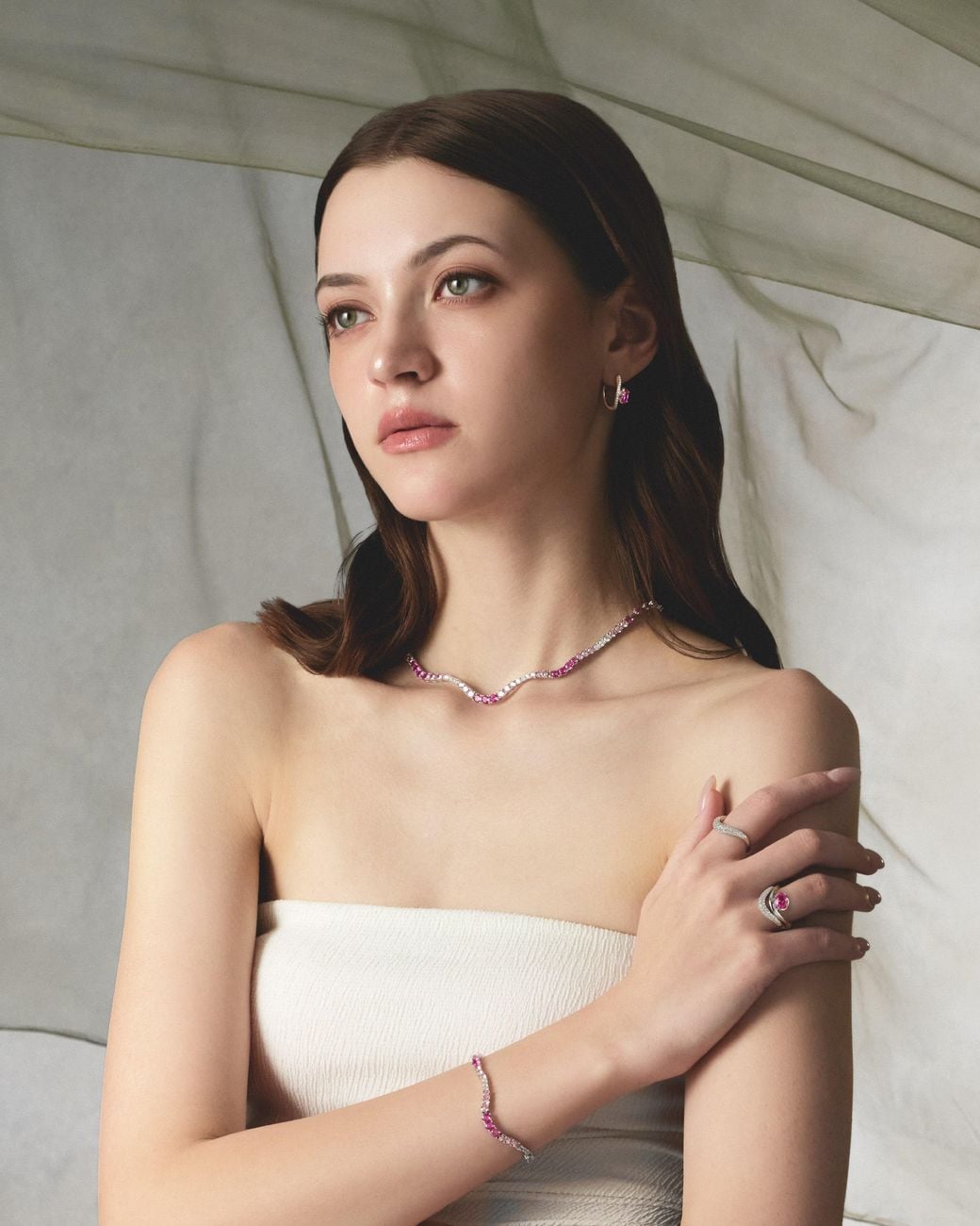 Arte Madrid Pink Sierra Pavé Contour Hoop Earrings