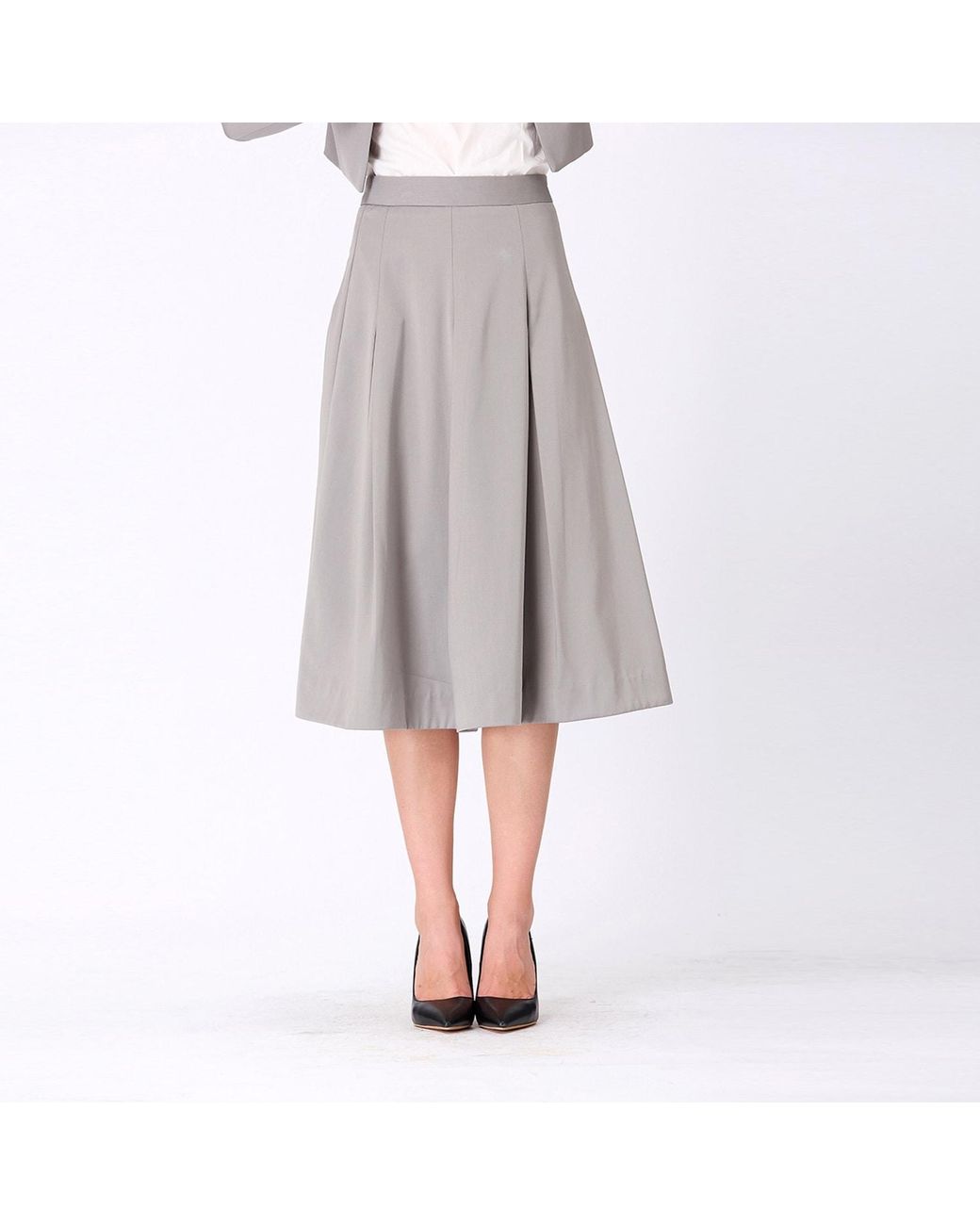 Smart and Joy Gray Flared Pleats Skirt