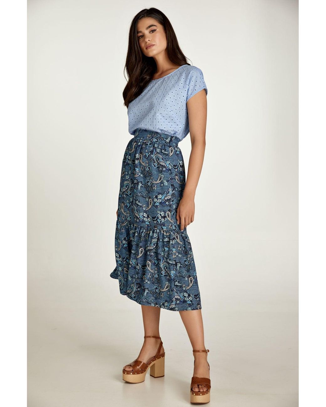 Conquista Blue Sky Sleeveless Embroidered Top