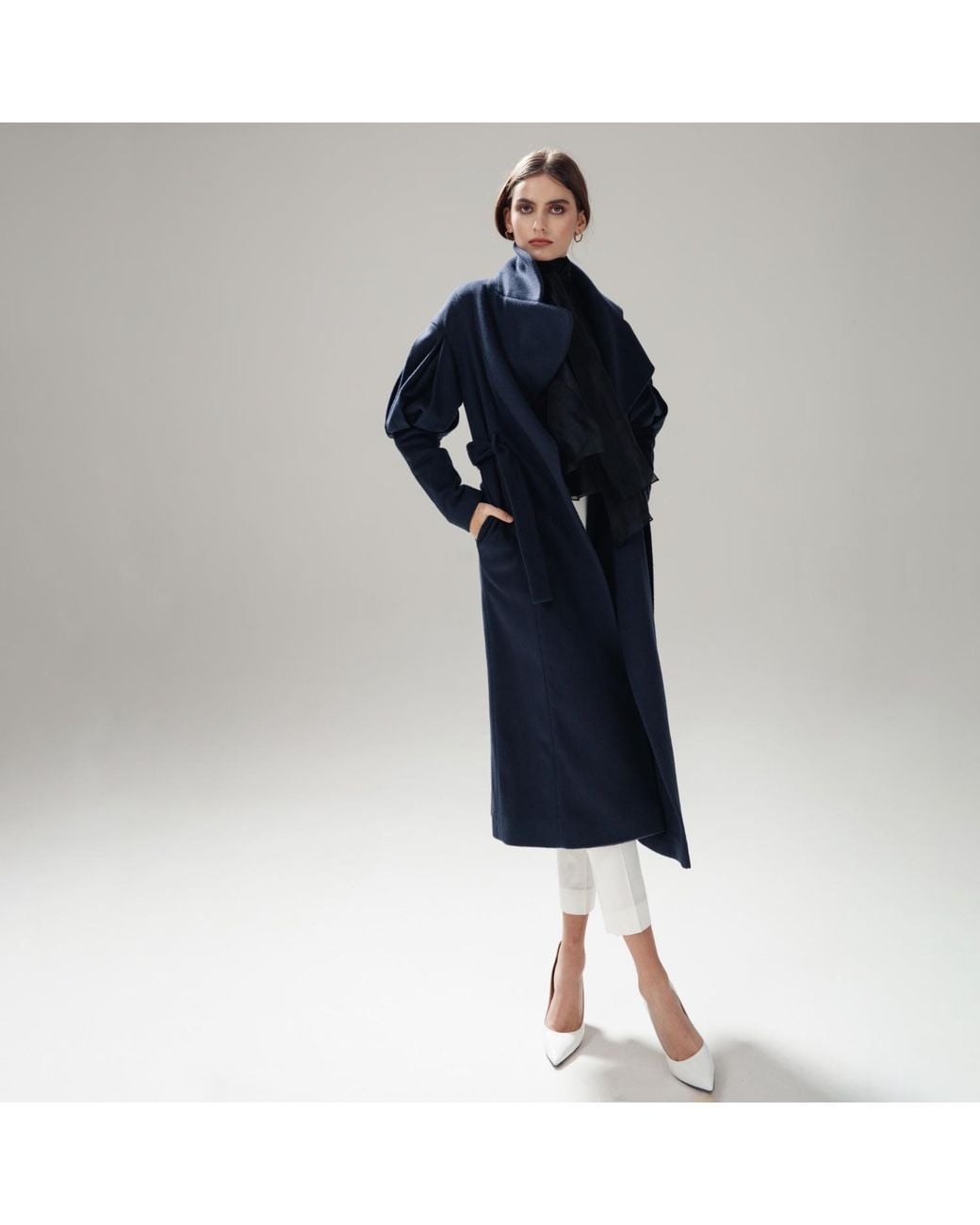 Lita Couture Blue Statement Trench Coat