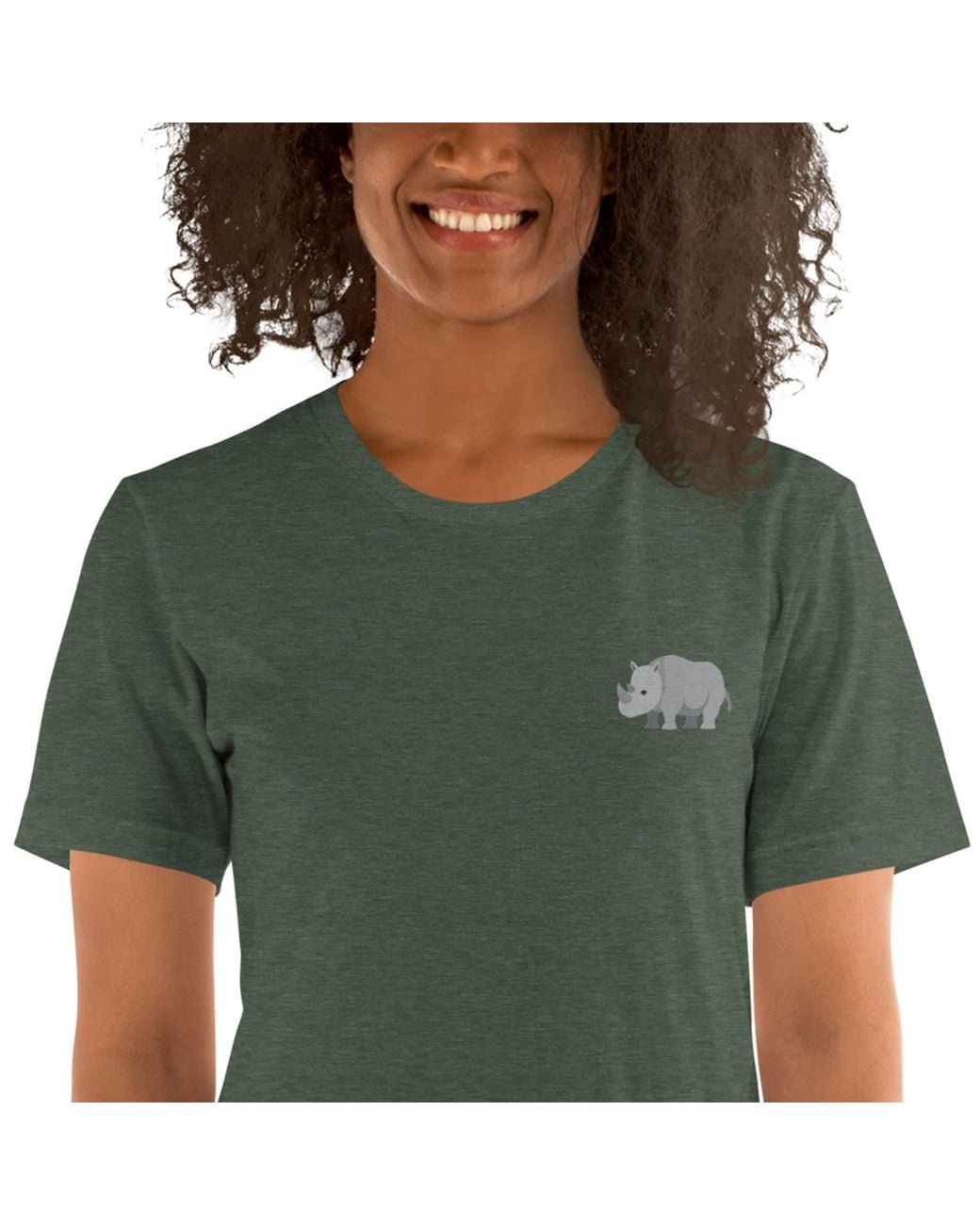 Anchor and Crew Green Forest Think Ocean Rhino Aspirations Cotton Embroidered T-Shirt