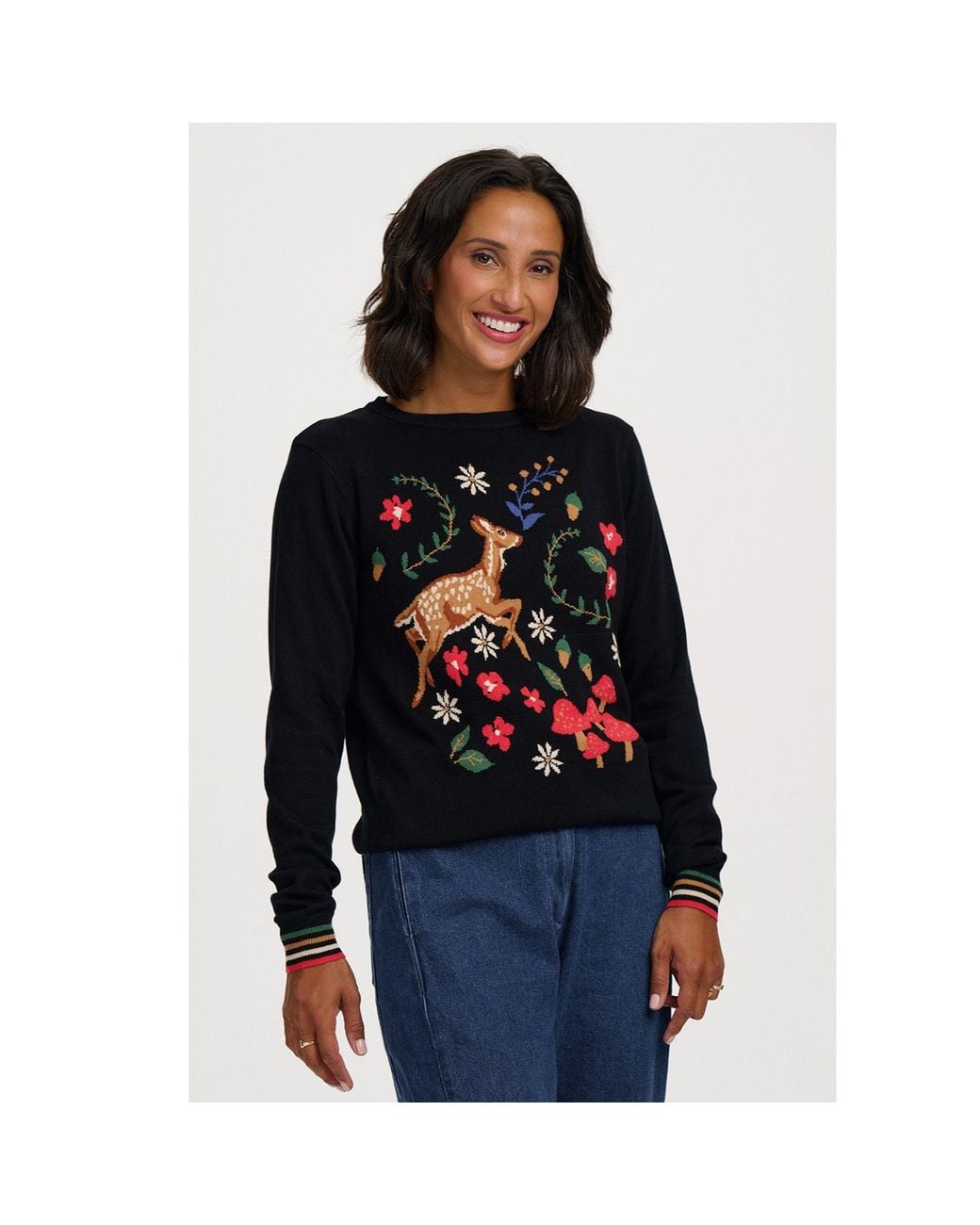 Sugarhill Black Rita Sweater, Woodland Scene