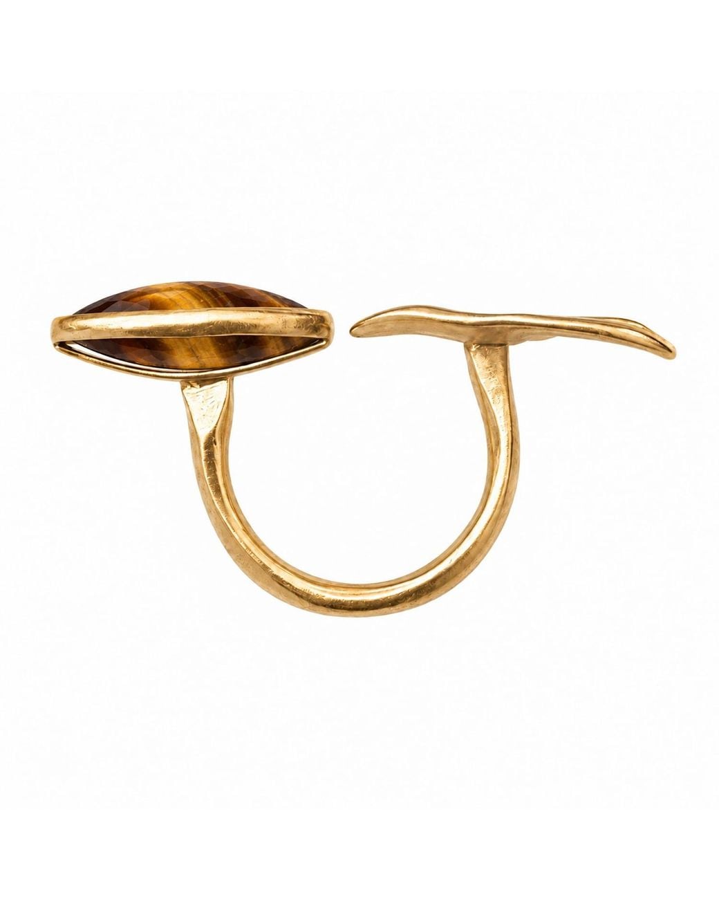 Rare Matters Jewelry Metallic Faceted Tiger's Eye Statement Ring-Plated Open Band Ring