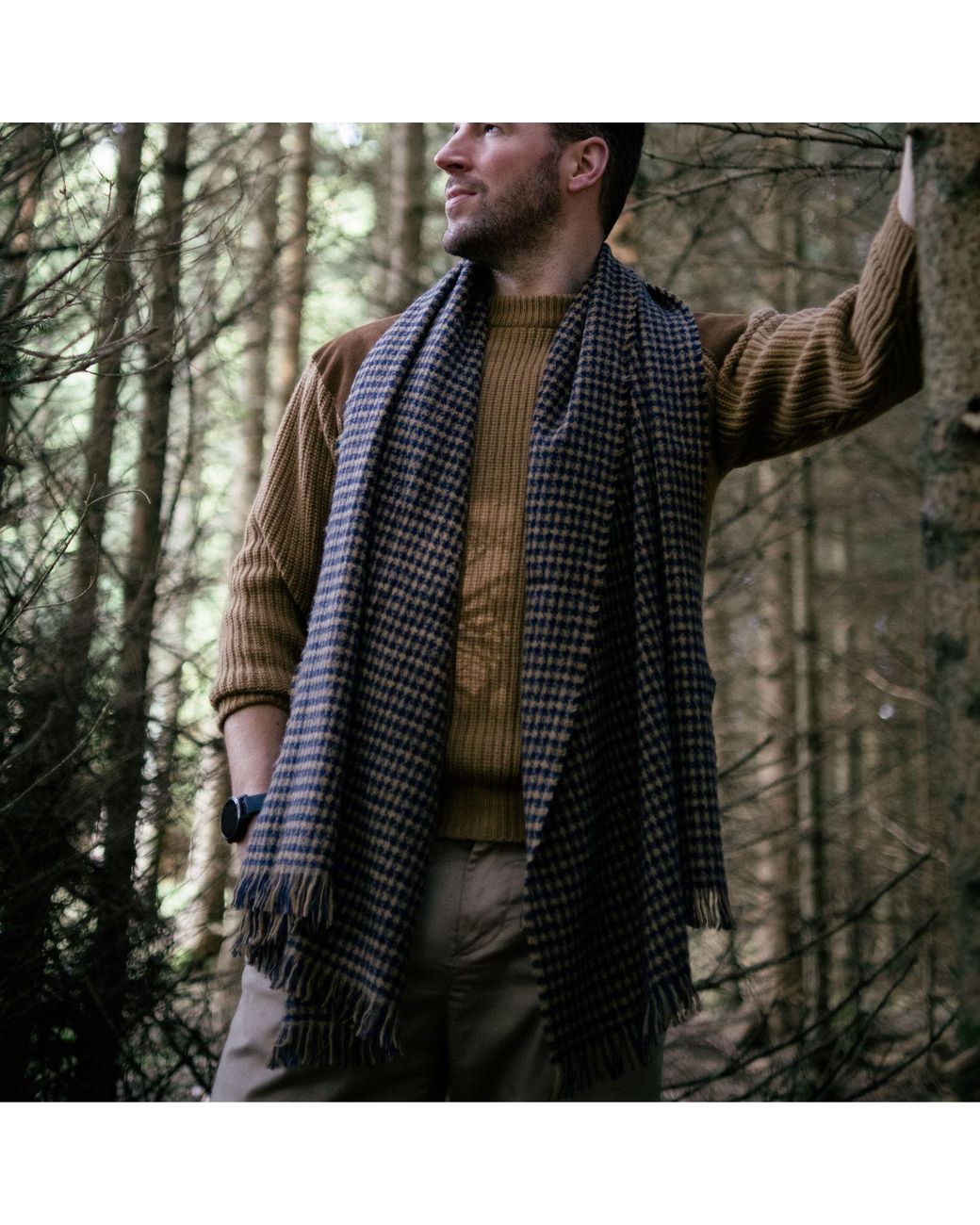 Kinalba Brown Talisker Saltire Scarf for men