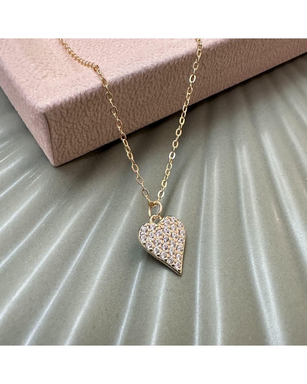 Clemence Wren Metallic Sparkly Heart Pendant Necklace