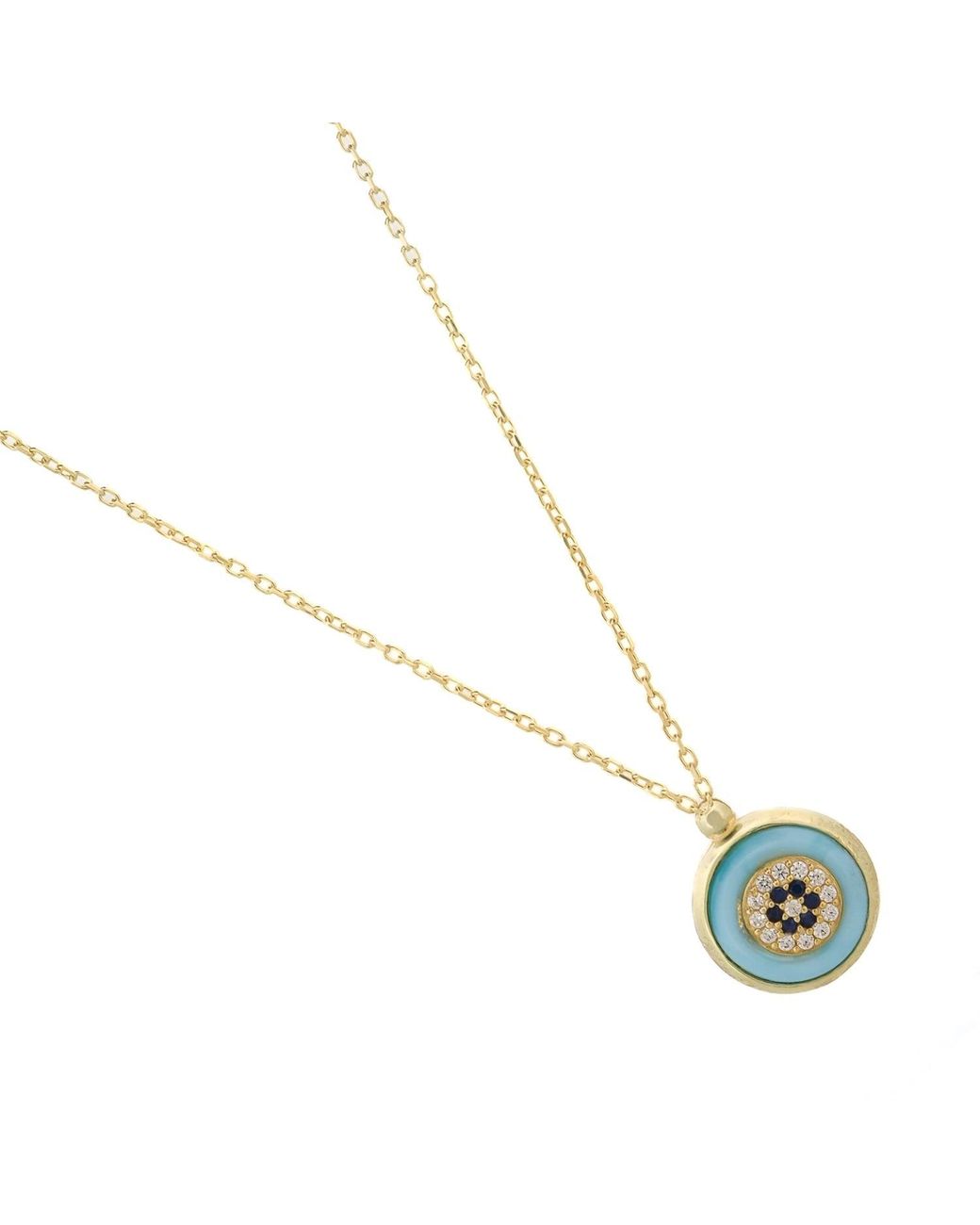 Ebru Jewelry Metallic Enamel Evil Eye Pendant Necklace