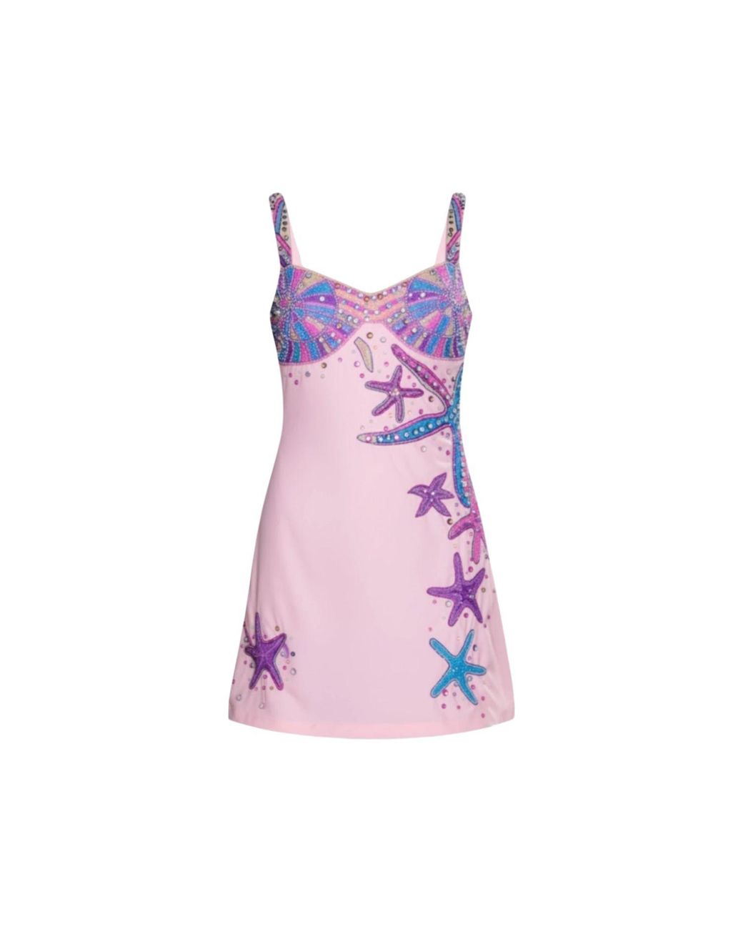 Oceanus Purple Crescent Shell Mini Dress