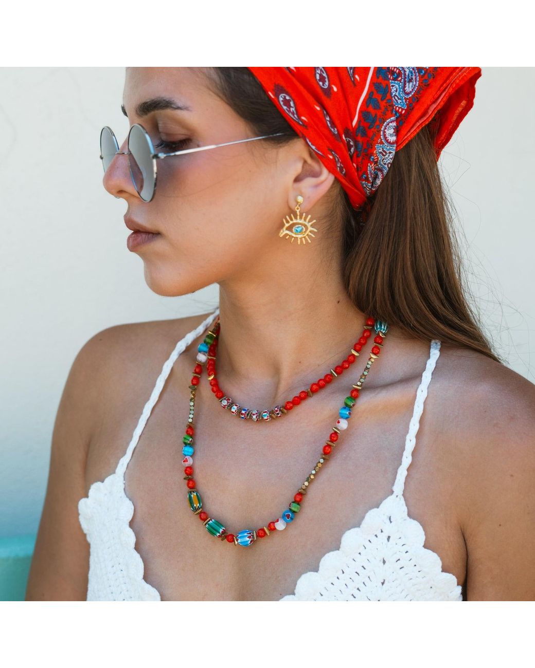 Ebru Jewelry Red Carnelian Fire Energy Beaded Choker