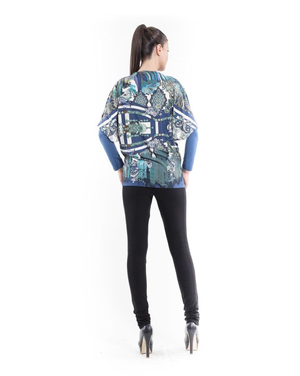Conquista Blue Floaty Print Top