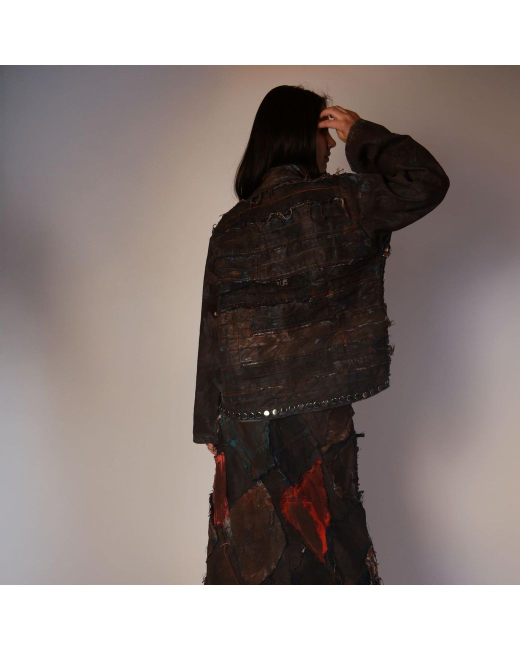 Zasta Studio Black Shred Couture Studded Denim Jacket for men