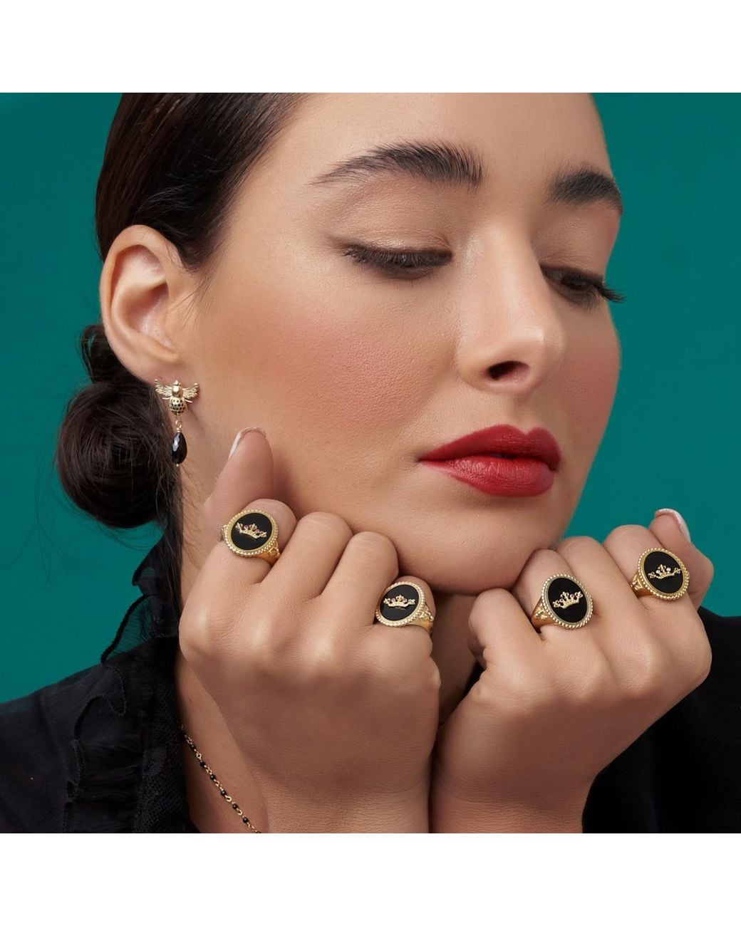 Myrto Katramadou Jewellery Black Queen Bee Crystal Ring