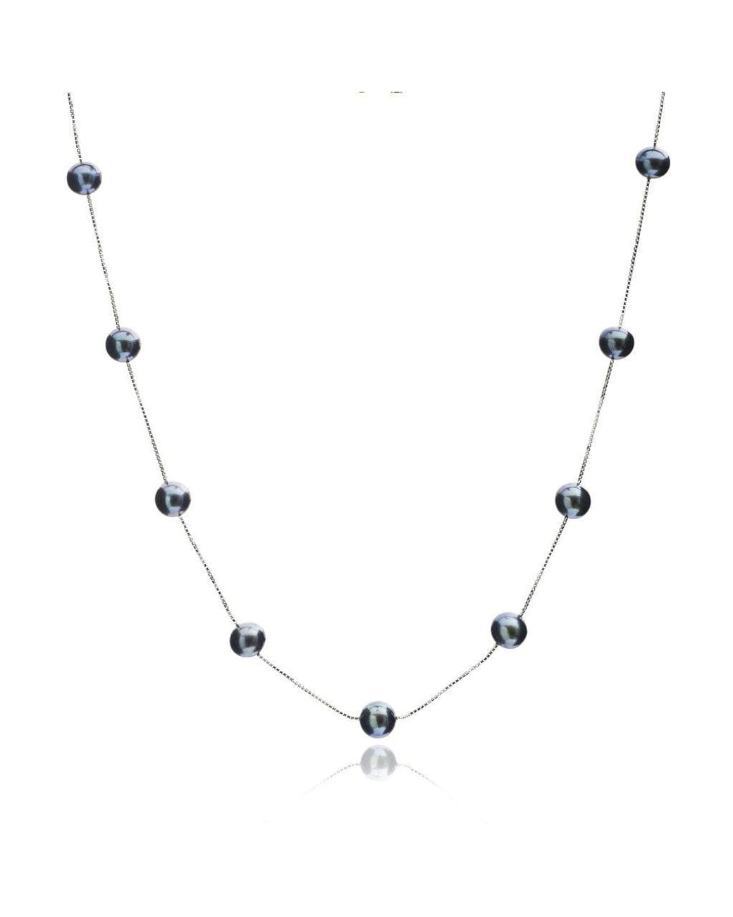 Pearls of the Orient Online Metallic Gratia Sterling Chain Necklace With Cultured Freshwater Pearls