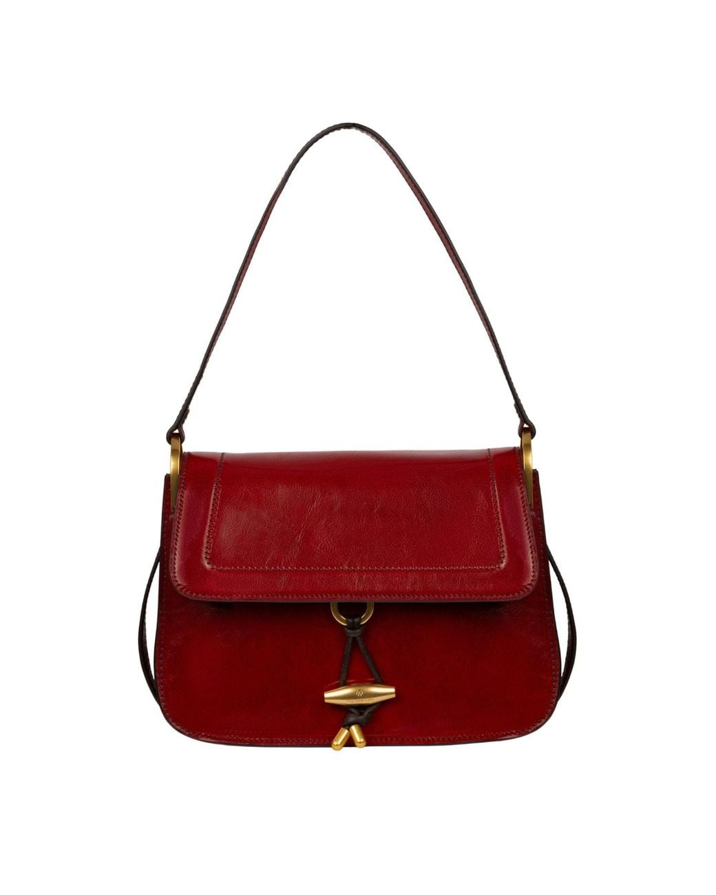 Time Resistance Red Leather Flap Bag For