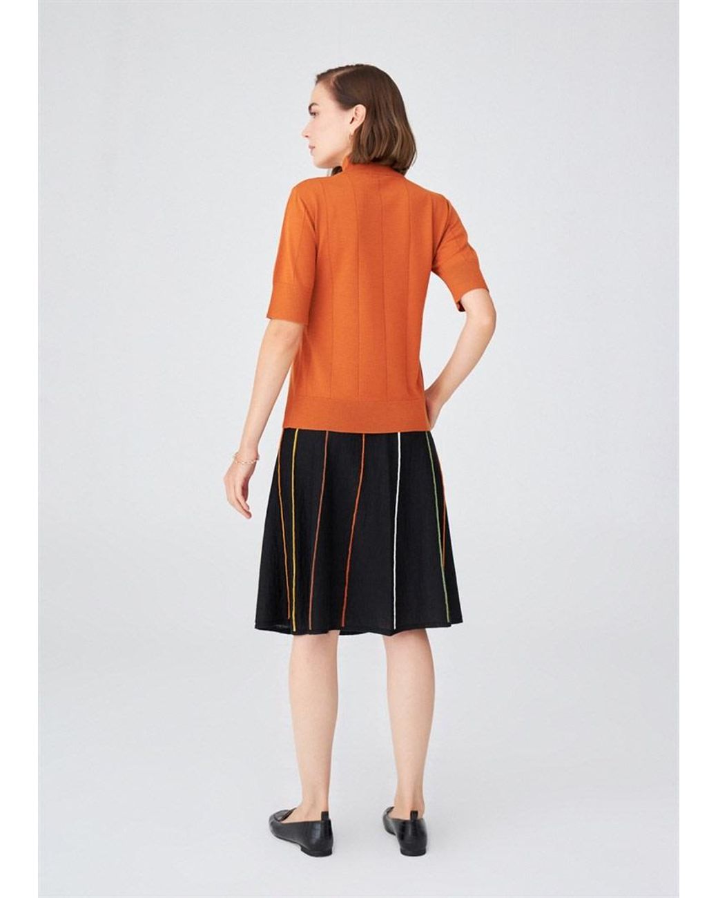 Peraluna Brown Betty High Neck Short Sleeve Knitwear Fine Blouse