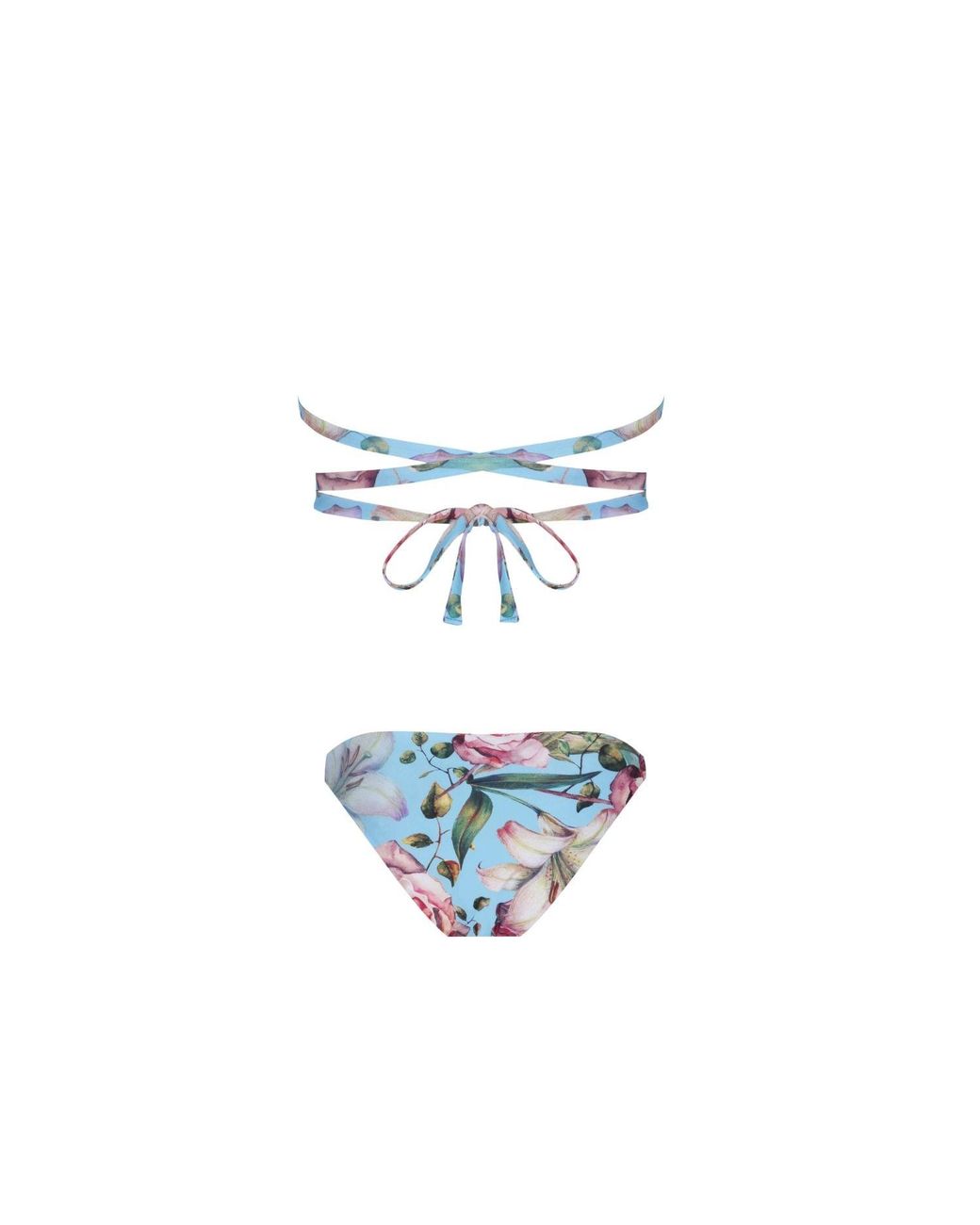 Nur Karaata Blue Triangle Blu Ruffle Bikini Set