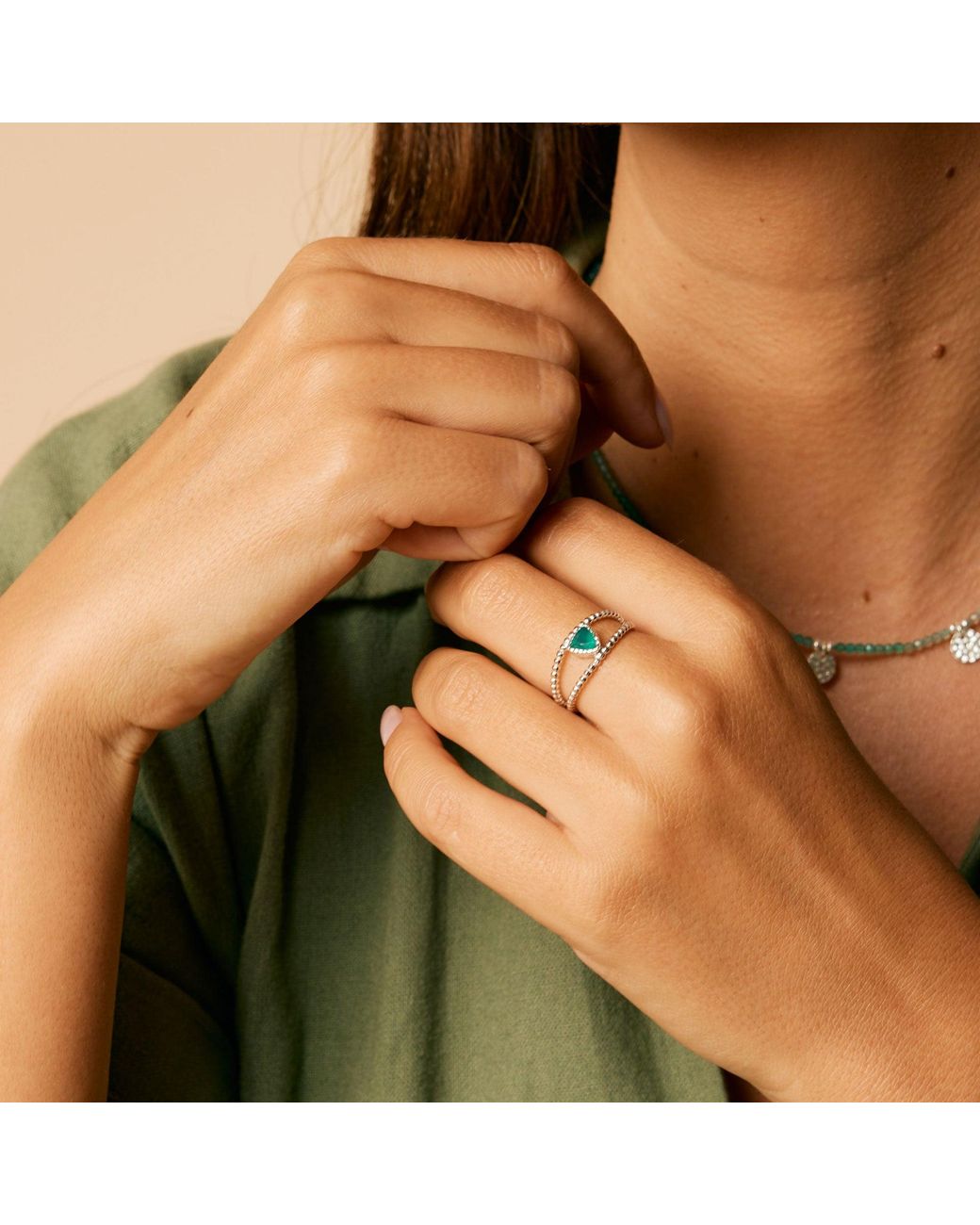 Charlotte's Web Jewellery White Trillion Rawa Stacking Ring